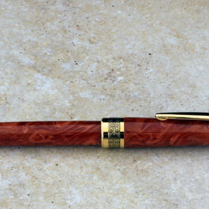 Mexican Agate on a Ti gold Olympia