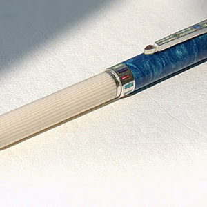 competition pen with blue top