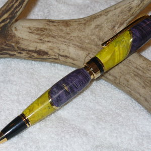 XXX-Dyed Box Elder Burl, brass accents