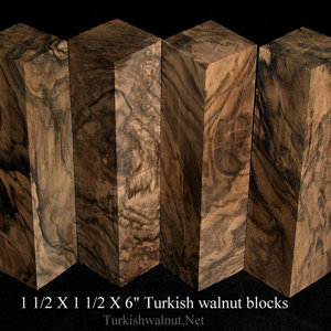 1.5 x 1.5 x 6" Turkish walnut blocks