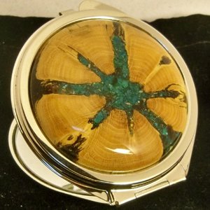 Cholla Cactus Compact Mirror with Turquoise