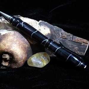 Black Acrylic with white ribbons cigar