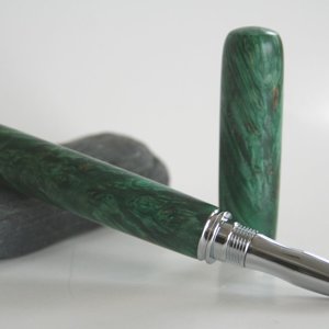 Green-black double dyed boxelder burl closed end fountain pen