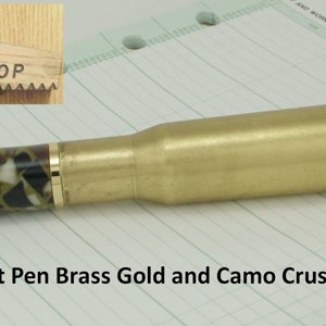 50 cal Bullet Pen Brass Gold Camo Crush Acrylic