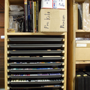 Pen Parts storage and cookie sheets