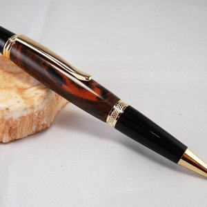 Red/Orange/Black Swirl Ebonite Sierra Pen