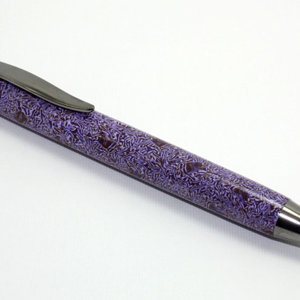Purple Flowers Polymer Clay Long Click Pen