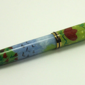 Tulips Painted Pen Blank on a Junior Gent II