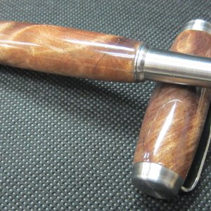 Marksman Nighthawk Brushed S.S. in Stablized Redwood Burl With WTF finish 1