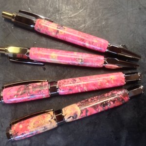 Pink and Black Dyed Buckeye Burl set
