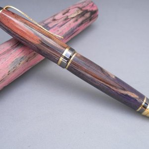Pink / Purple Spalted Maple on Gold and Gun Metal Cigar