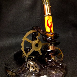 Steampunk Glass Holder & Pen.