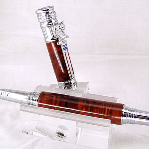 Rhodium Patriot with Amboyna Burl - open - med