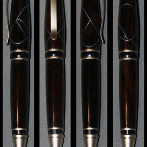 Cigar Pen Kit - Ziricote w Blue Veneer and Aluminum Strips