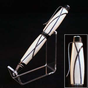 Cigar Pen - American Holly with an abstract Blue/Silver and Black/Silver lines
