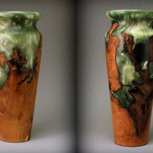 Cherry burl and resin vase