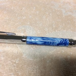 Vertex Fountain Pen - Chrome with Blue