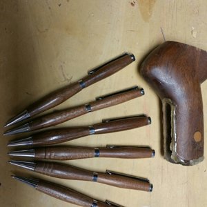 Pens from old broken gun stocks