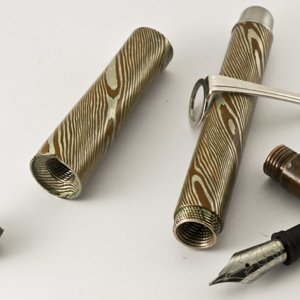 Custom Double Twist Mokume Gane Fountain Pen