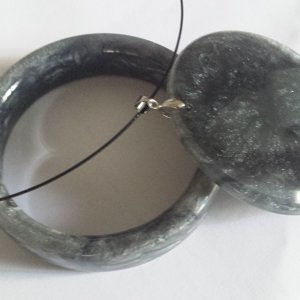 Black & Silver Bangle & Pendant set