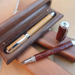 New pen in Crodolie and  shark Leather