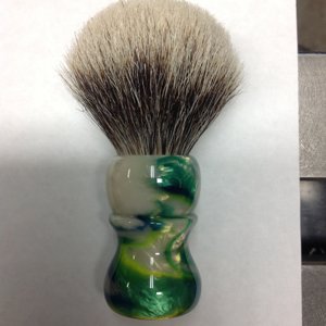 Pearl, green, blue, and yellow shaving brush