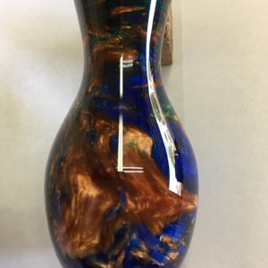 Turquoise, bronze, & dark green twig pot