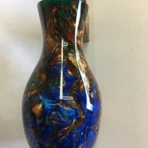 Turquoise, bronze, & dark green twig pot
