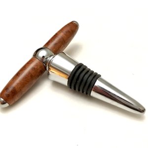 Amboyna burl wine stopper/corkscrew