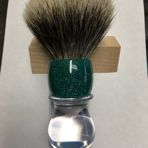 Clear/green turquoise sparkle shaving brush
