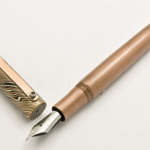 Mokume Gane and Copper Duo Kitless Fountain Pen