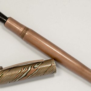 Mokume Gane and Copper Duo Kitless Fountain Pen