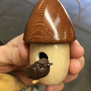 Maple/Leopardwood birdhouse ornament