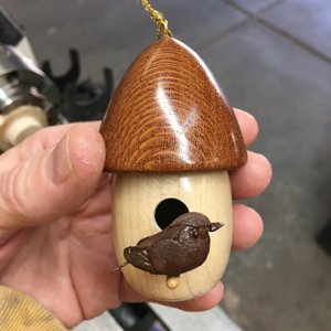 Maple/Leopardwood birdhouse ornament