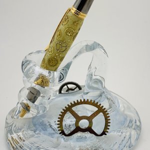 Glow-Gear Pen & Steampunk Glass Holder.