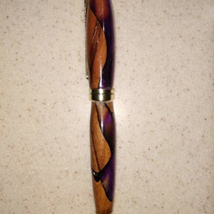 purple acrylic and wood