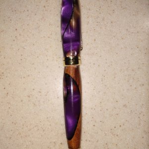 purple acrylic and wood