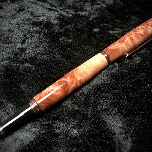 Figured Redwood Lace burl on 24kt Traditional Rollerball kit