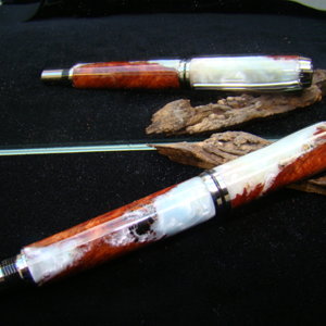 Bubinga and Blue Pearl Alumilite