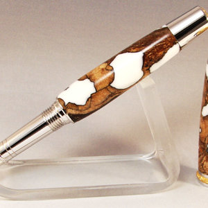 Jr Statesman II, 22K Gold Pecan Root Burl with White Alumilite