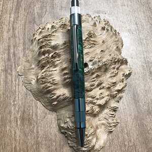 Double Dyed Spalted Curly Maple on a Stratus Gun Metal Click Pen