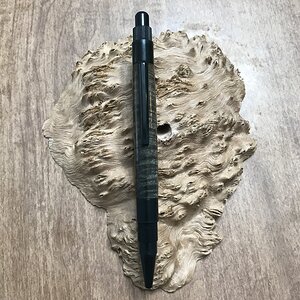 Spalted Curly Maple on a Stratus Black Click Pen