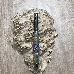 Double Dyed Ash w/ Celtic Knot made from Blue Vulcanized Fiber on a Wordsmith Pen