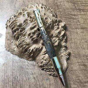 Dyed Ash Burl on a Gold .30Cal Bullet Bolt Action Pen
