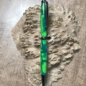 Multi-Green Acrylic on a Slimline Click pen kit
