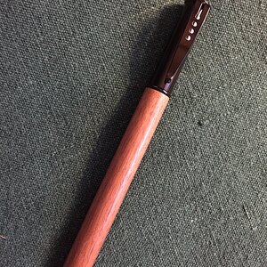 Snap cap rollerball in black chrome and Brazilian Rosewood