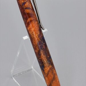 Blade click pen. Blue, red, Aztec gold resin, CA finish B1.jpg