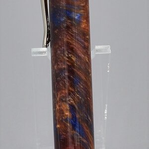 Blade click pen. Blue, red, Aztec gold resin, CA finish B1B.jpg