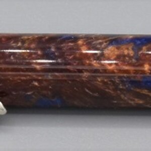 Blade click pen. Blue, red, Aztec gold resin, CA finish B1C.jpg