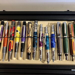 mixture of recently turned pens